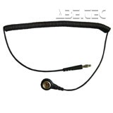 Spirálový uzemňovací kabel, 10mm/banánek, 1,8m, černý, 60365