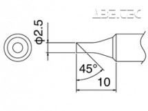 Šířka pájecí plochy 0,8 mm, úhel zkosení hrotu 45°, délka hrotu 10,0 mm. Pro pájecí stanici Hakko FX