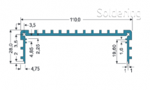  - Hliníkový profil EKG2, krabicový, přírodně eloxovaný, délka 165 mm