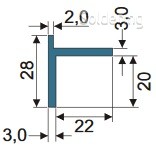 Gie-Tec - Hliníkový profil, krabicový, přírodně eloxovaný, 1000 mm