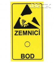 ABE.TEC výroba - Lepicí štítky - zemnicí bod s ESD symbolem, 43x25mm, 18ks/list