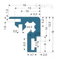  - Hliníkový profil 2, krabicový, přírodně eloxovaný, 1000 mm