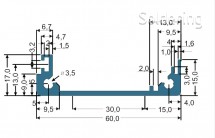 Gie-Tec - Hliníkový profil, krabicový, Side Profile 3, 1000 mm